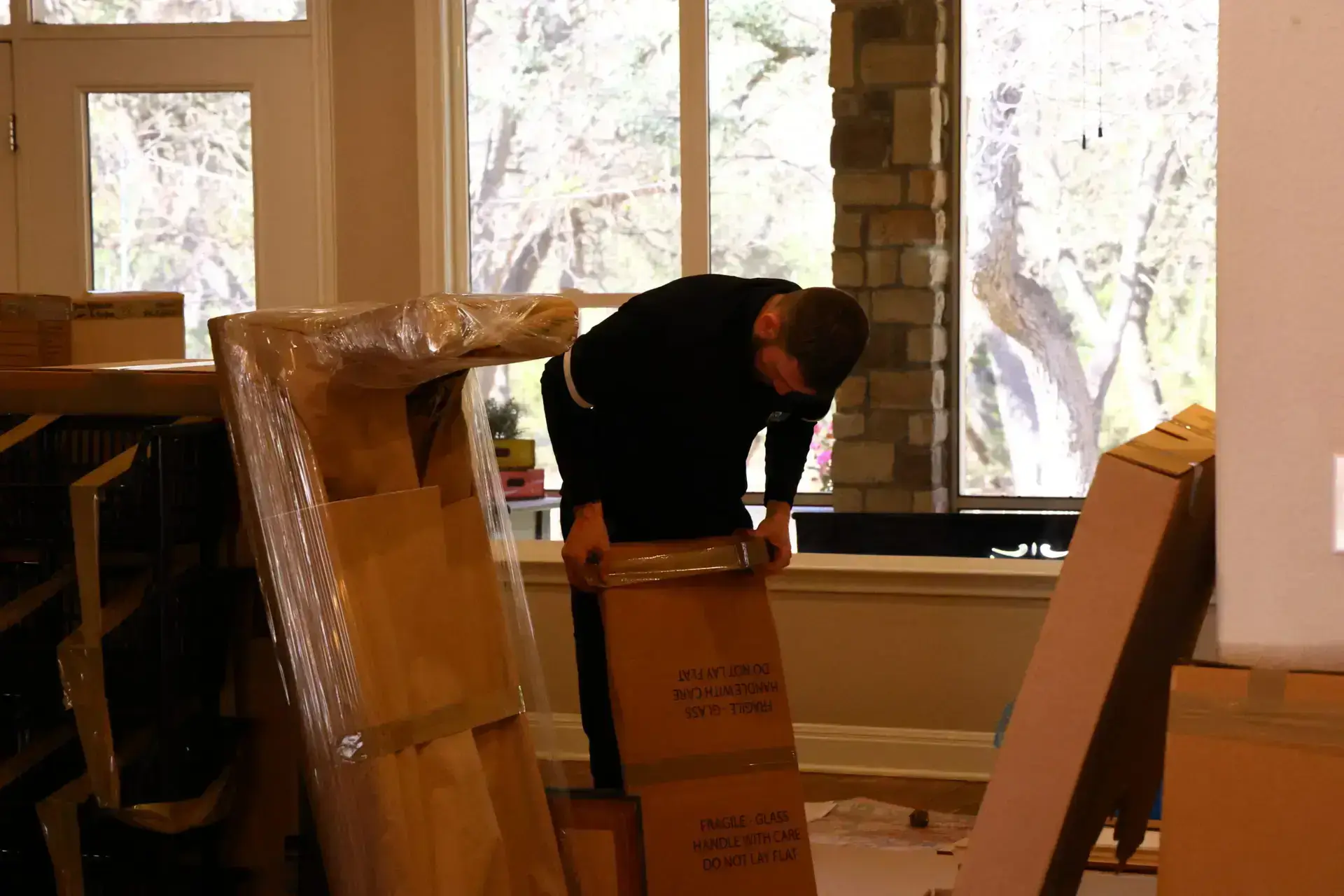 First Class mover preparing furniture